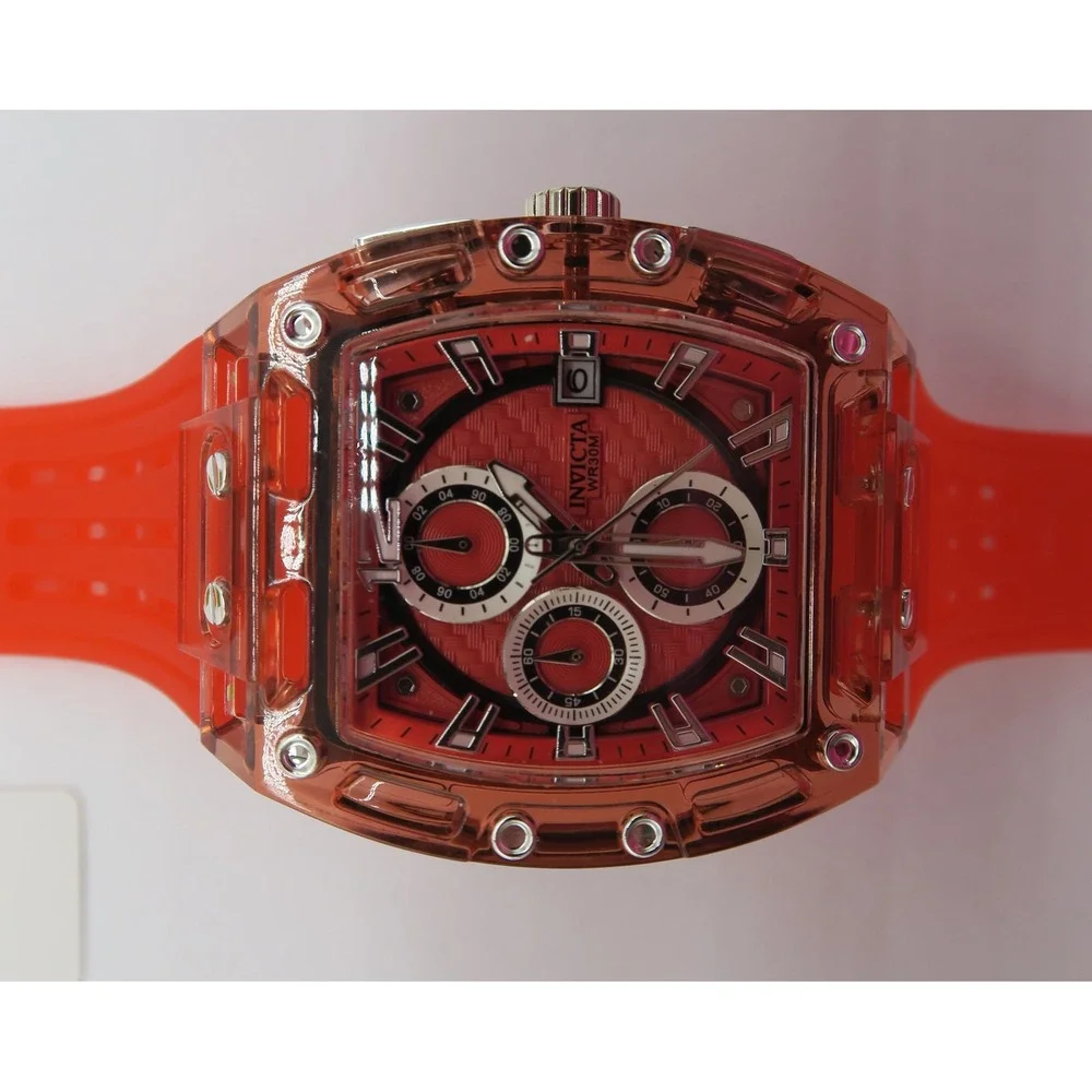 Invicta S1 Rally Mens Chronograph Watch 42mm Red Translucent Case 70142 New